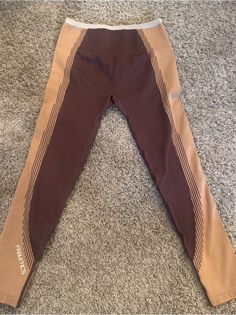 Fabletics Girls Colorblock Leggings in Brown and Tan